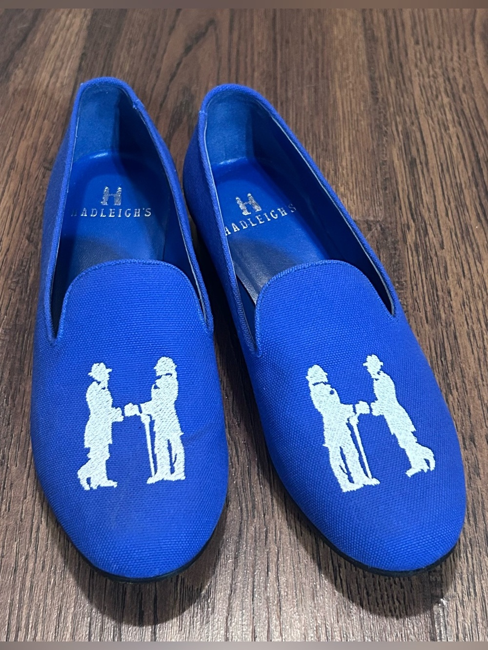 Hadleigh’s Women’s Size 7.5 (38)  Slipper In Cobalt White Embroidered Lable Lux